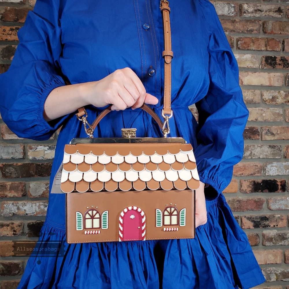 NWT AUTHENTIC Kate Spade Holiday Gingerbread House Novelty Crossbody Handbag BAG